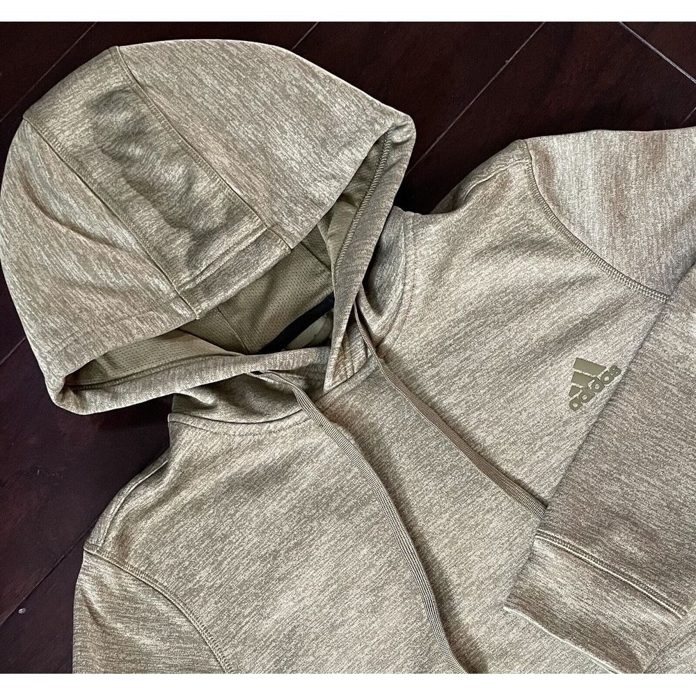 Adidas Hoodie Women Med Green Climawarm Fleece Pullover Thumbholes Active Cozy